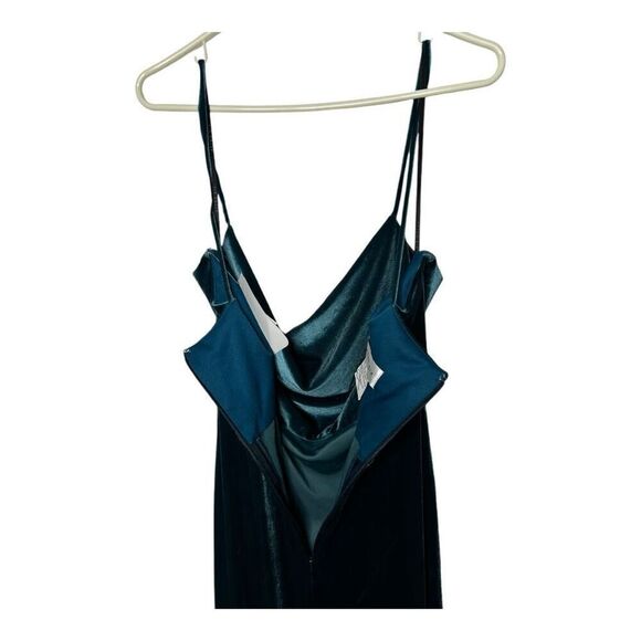 After Six Dutch Blue Lux Velvet Bridesmaid Dress Size 10 NWT Cowl Neck Y2K Dessy - Picture 8 of 10